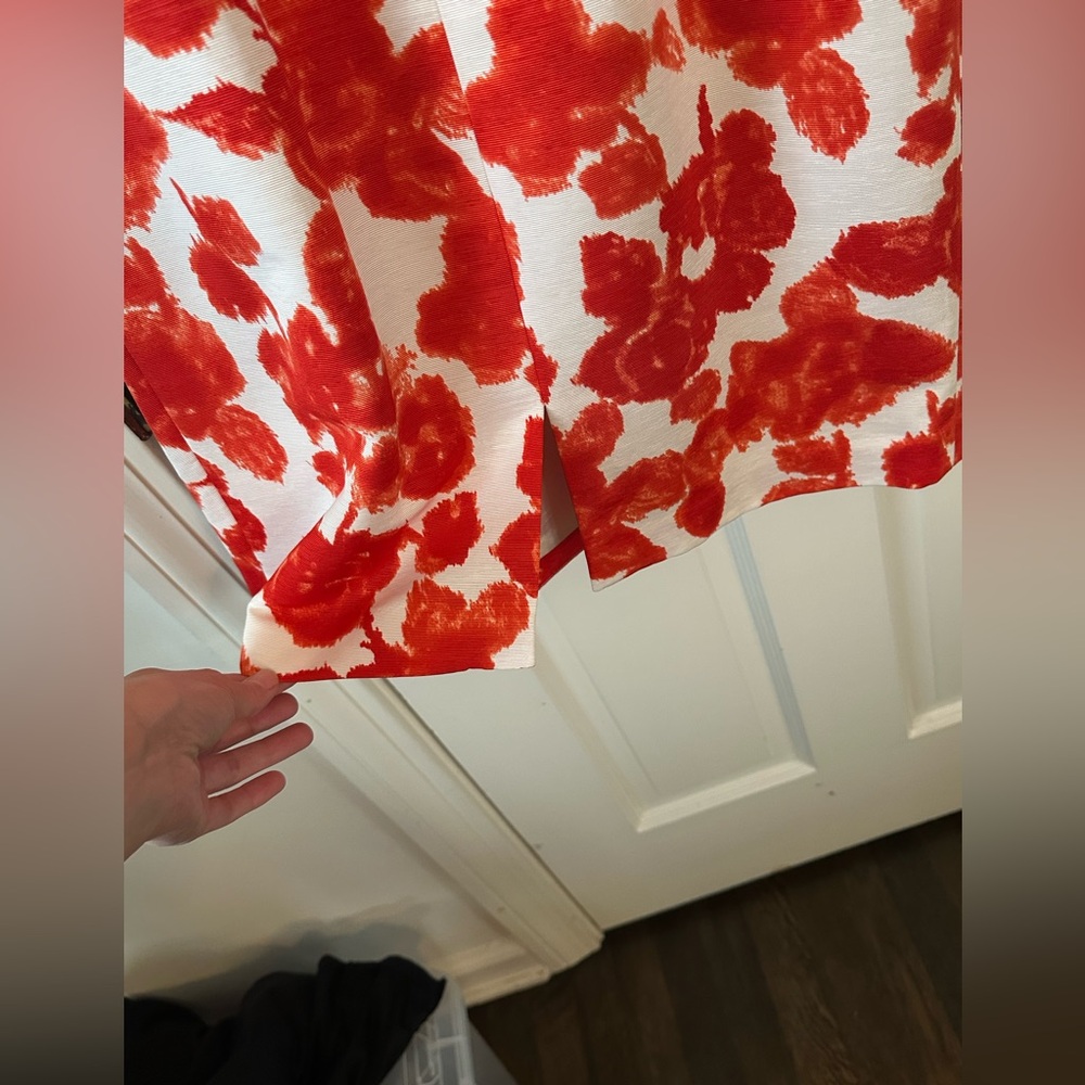Eliza J Floral Red and White Dress with Belt - Picture 7 of 9